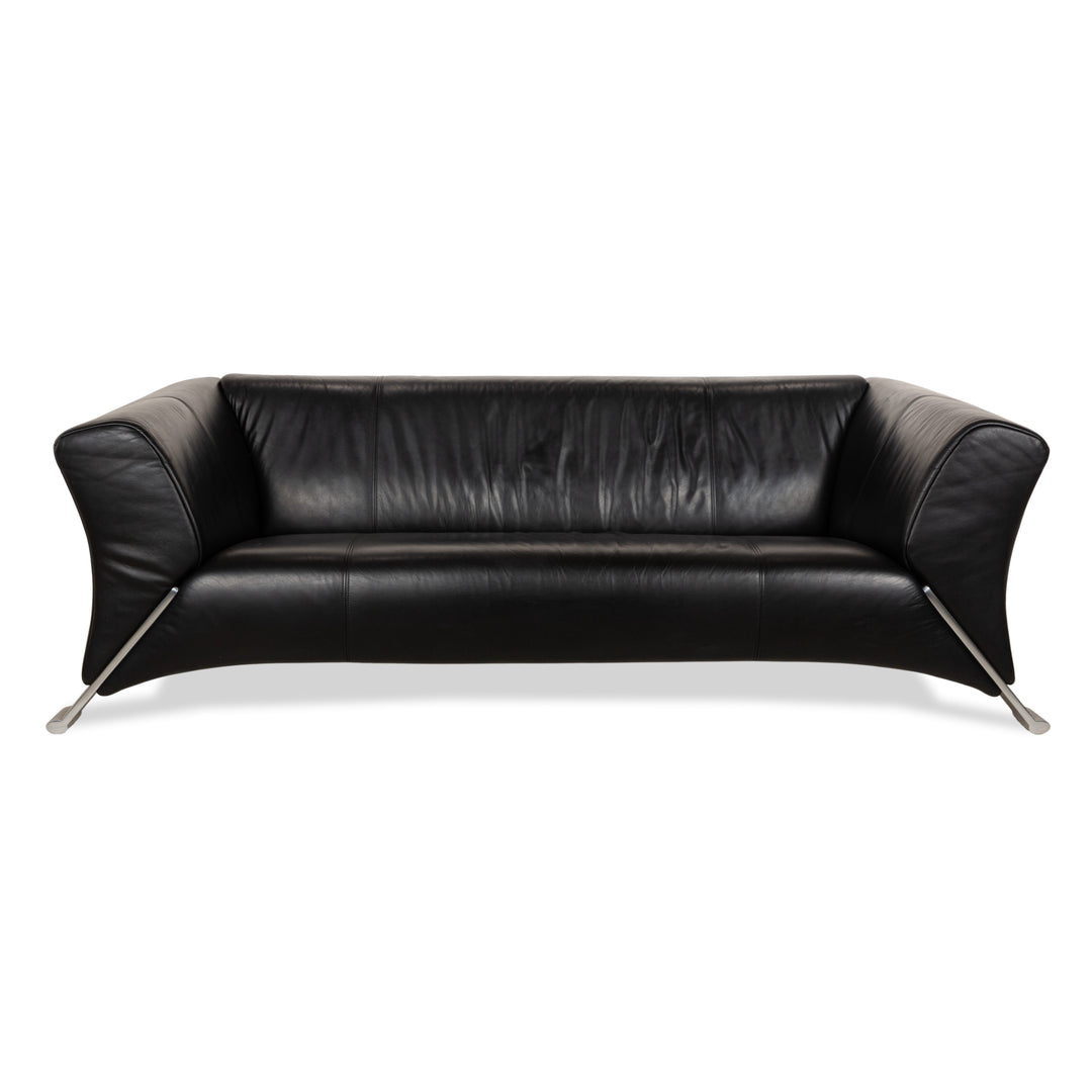 Rolf Benz 322 leather three-seater black sofa couch