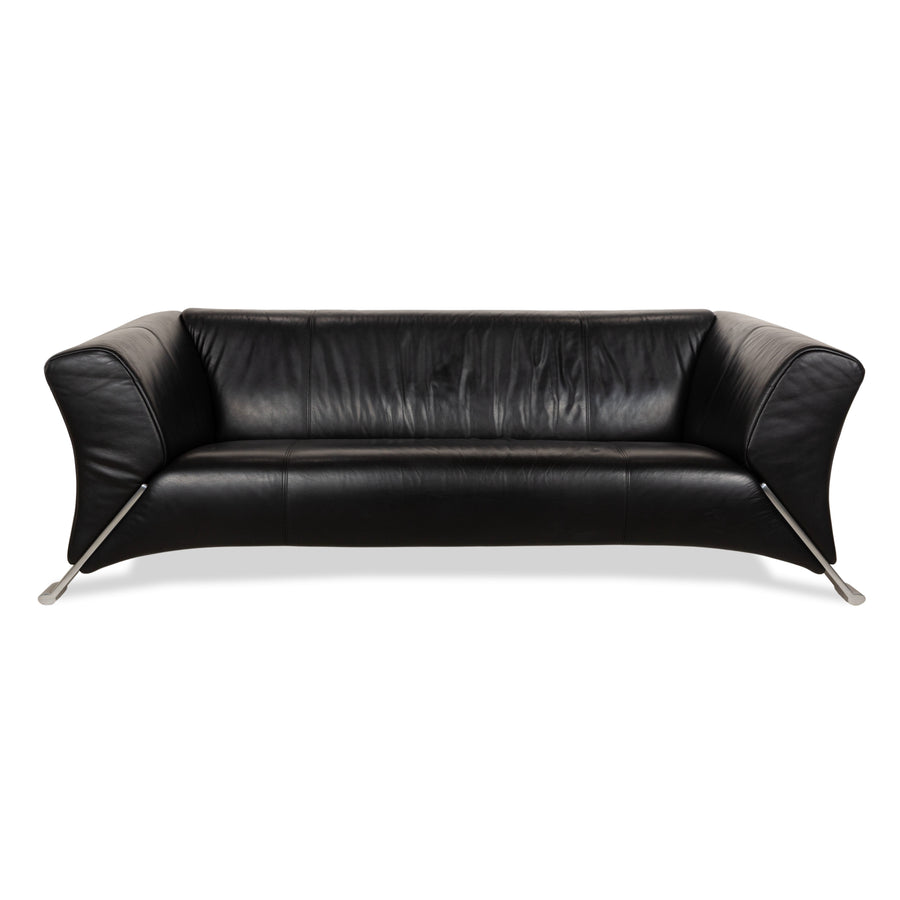 Rolf Benz 322 leather three-seater black sofa couch