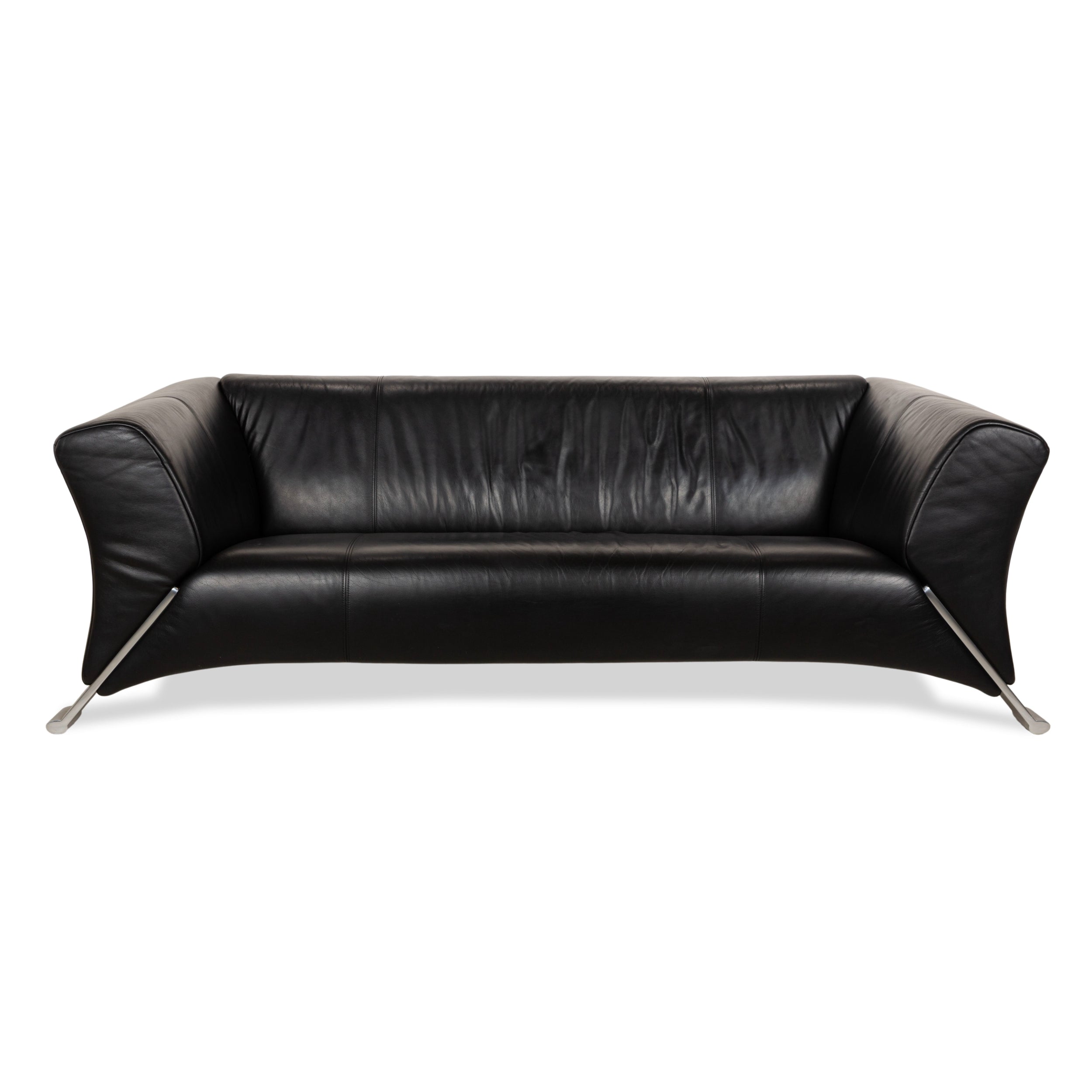 Canapé trois places en cuir noir Rolf Benz 322