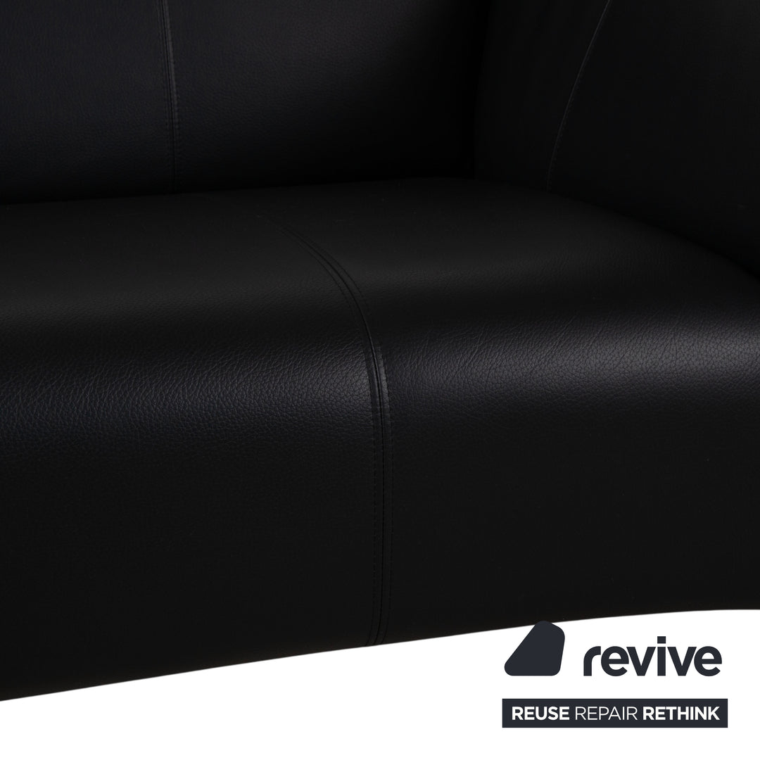 Rolf Benz 322 Leder Dreisitzer Schwarz Sofa Couch