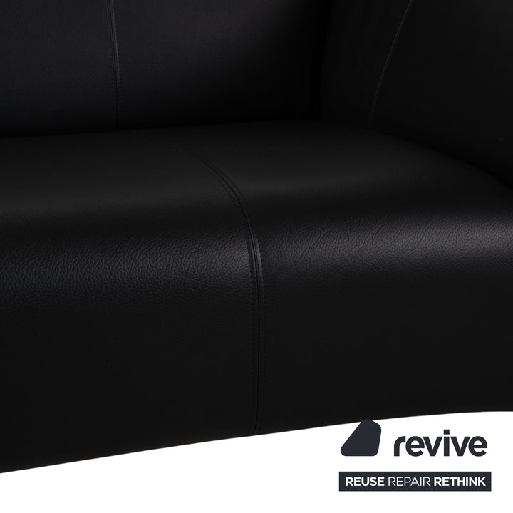 Rolf Benz 322 Leder Dreisitzer Schwarz Sofa Couch
