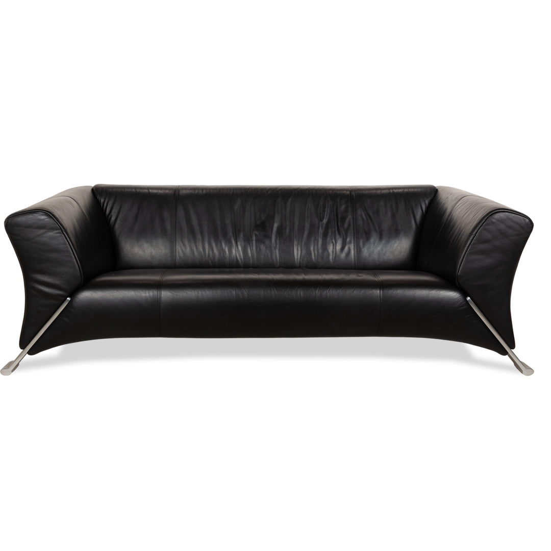 Rolf Benz 322 leather three-seater black sofa couch