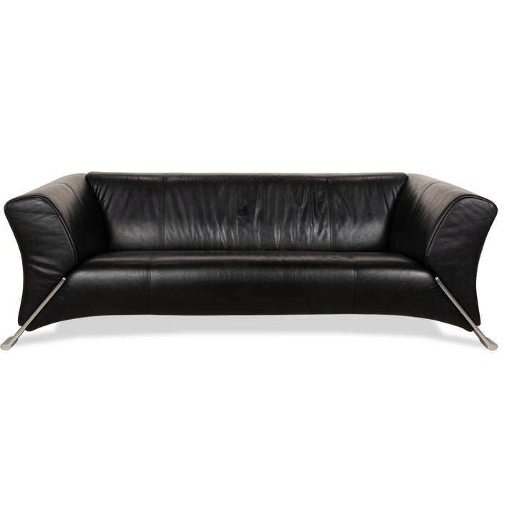 Rolf Benz 322 Leder Dreisitzer Schwarz Sofa Couch