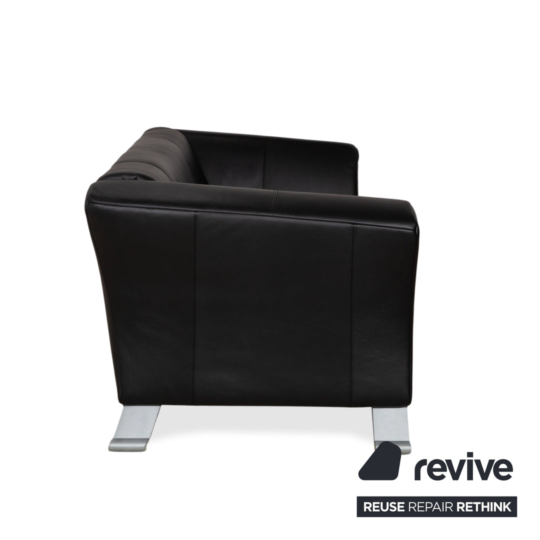Rolf Benz 322 Leder Dreisitzer Schwarz Sofa Couch