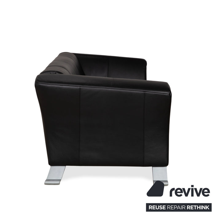 Rolf Benz 322 Leder Dreisitzer Schwarz Sofa Couch