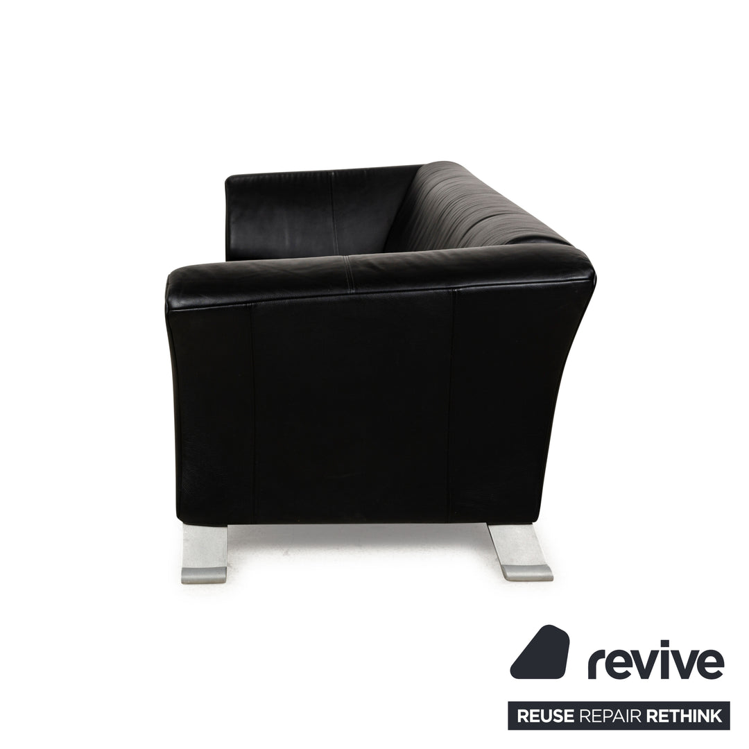 Rolf Benz 322 leather three-seater black sofa couch