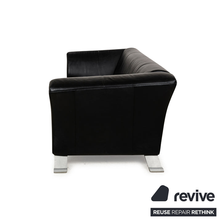 Rolf Benz 322 leather three-seater black sofa couch
