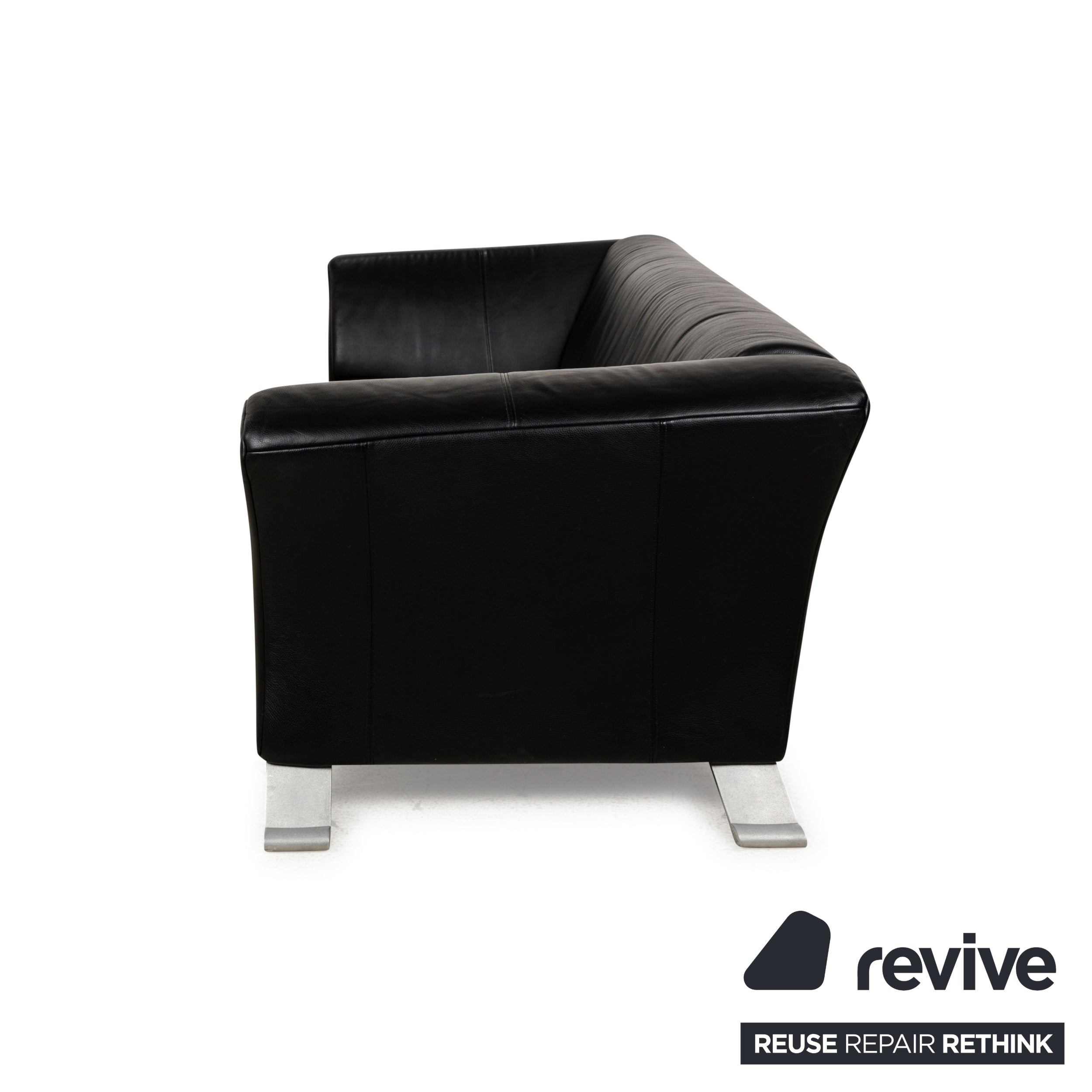 Canapé trois places en cuir noir Rolf Benz 322
