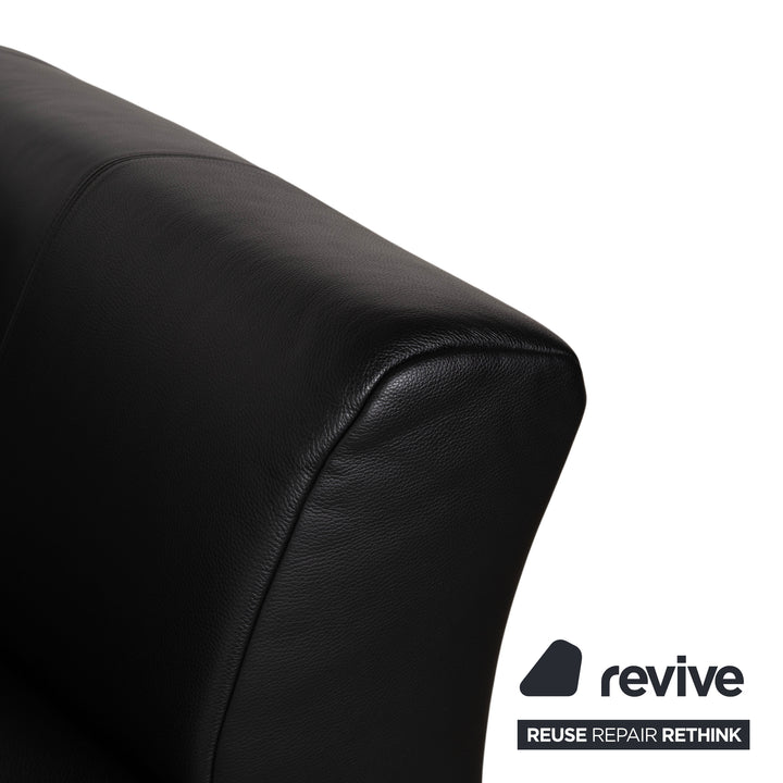 Rolf Benz 322 Leder Dreisitzer Schwarz Sofa Couch
