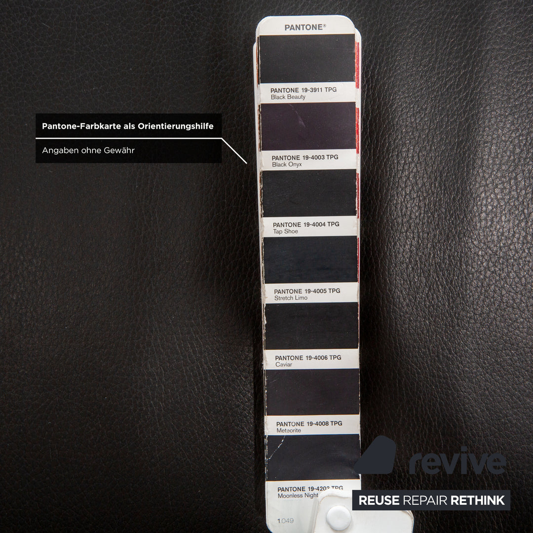 Canapé trois places en cuir noir Rolf Benz 322