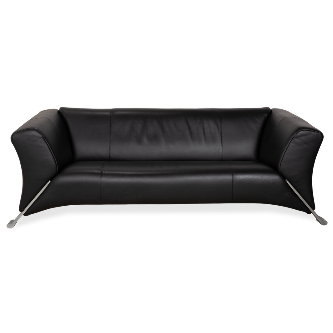 Rolf Benz 322 Leder Dreisitzer Schwarz Sofa Couch