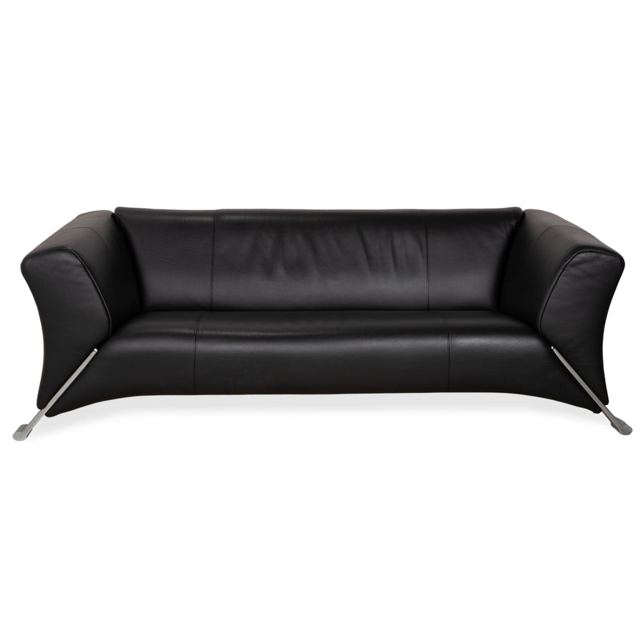 Rolf Benz 322 Leder Dreisitzer Schwarz Sofa Couch