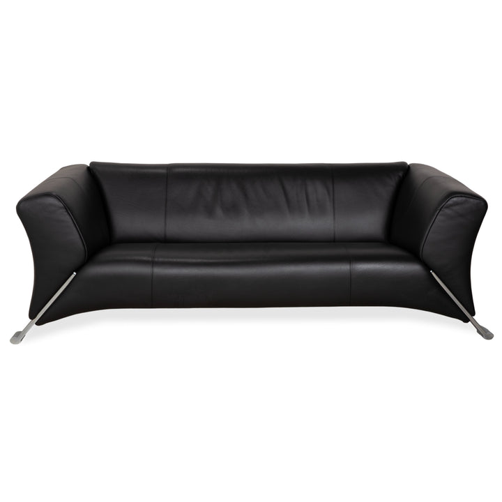 Rolf Benz 322 Leder Dreisitzer Schwarz Sofa Couch