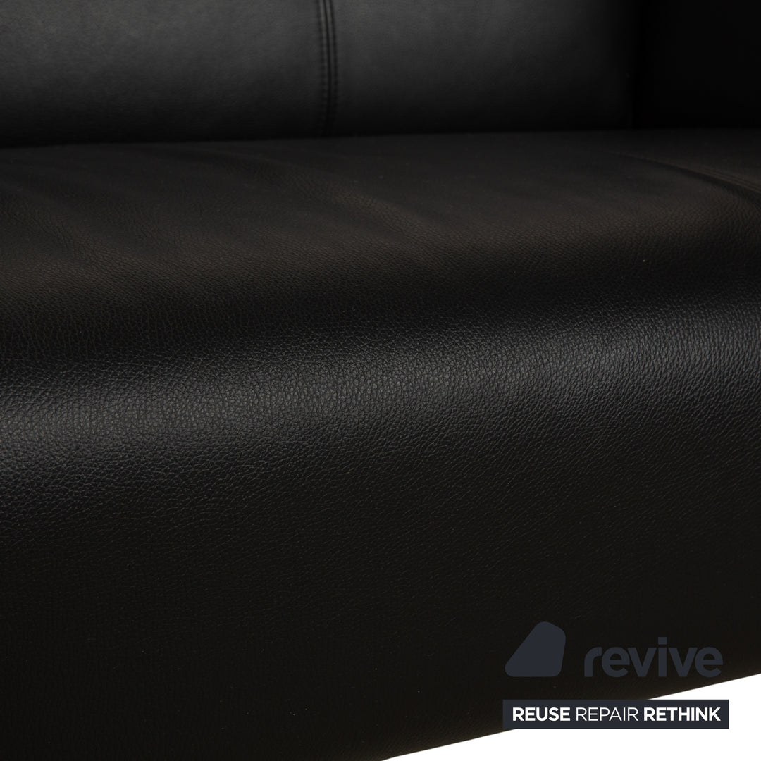 Rolf Benz 322 Leder Dreisitzer Schwarz Sofa Couch