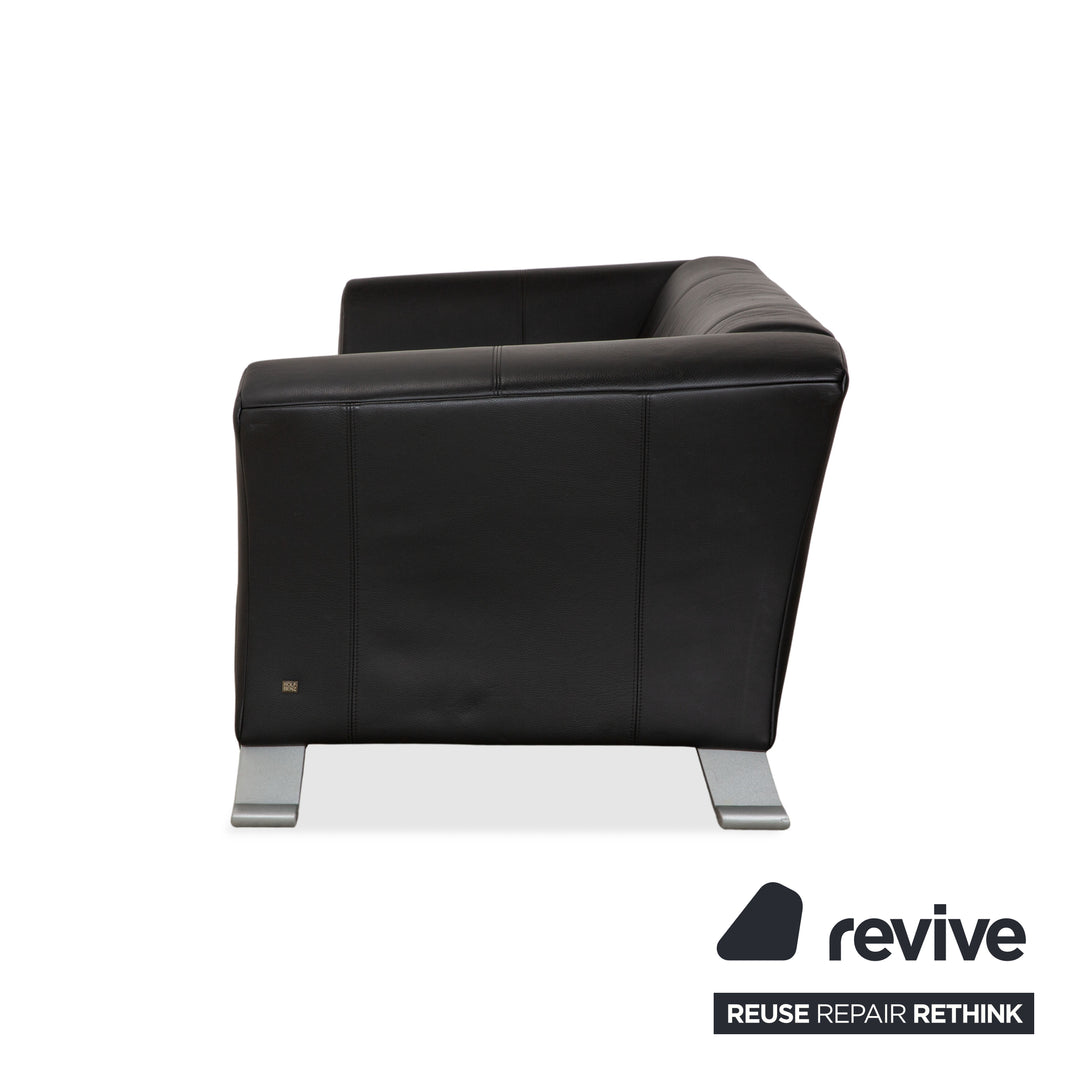 Canapé trois places en cuir noir Rolf Benz 322