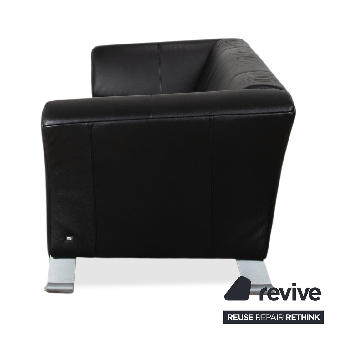 Rolf Benz 322 Leder Dreisitzer Schwarz Sofa Couch