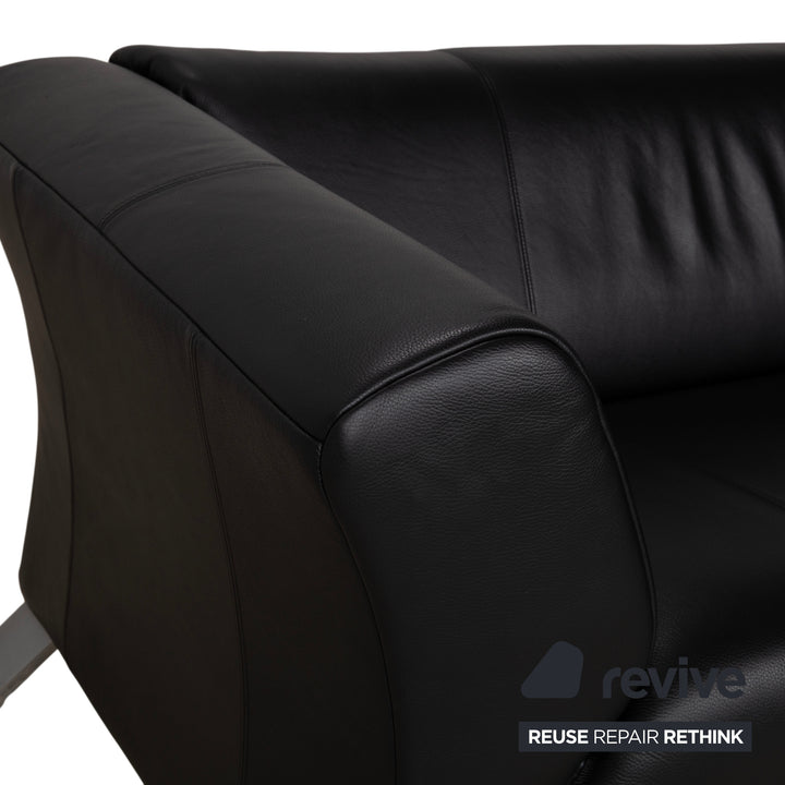 Rolf Benz 322 Leder Dreisitzer Schwarz Sofa Couch
