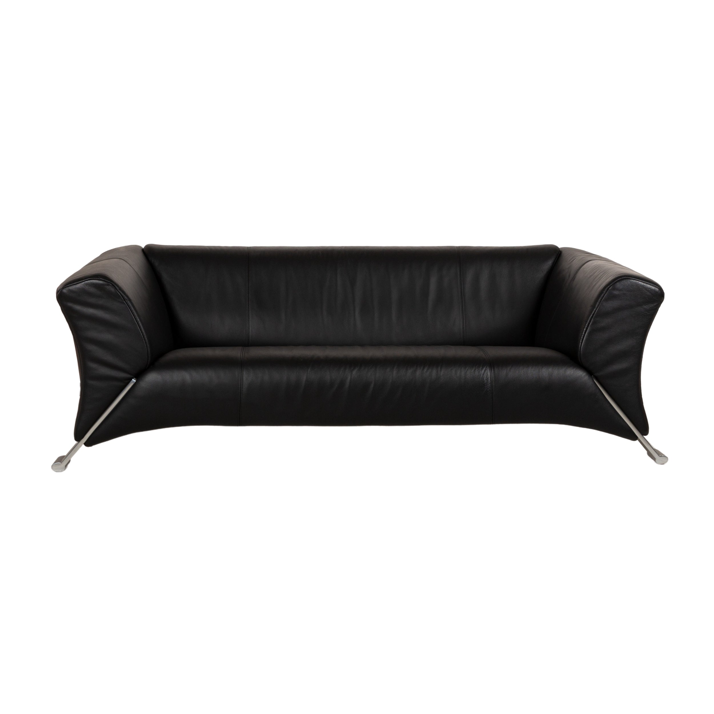 Rolf Benz 322 leather three-seater black sofa couch