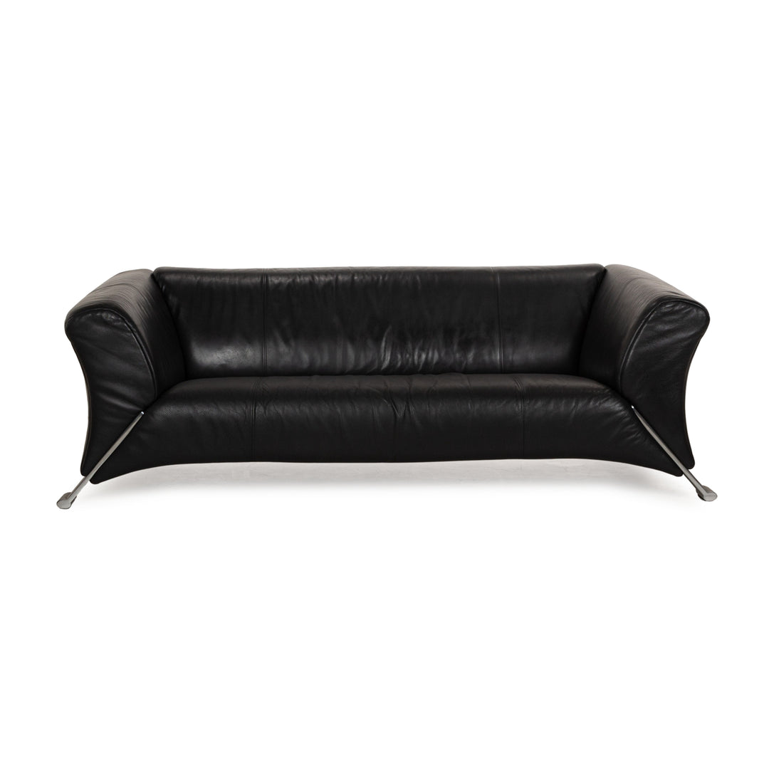 Rolf Benz 322 Leder Dreisitzer Schwarz Sofa Couch