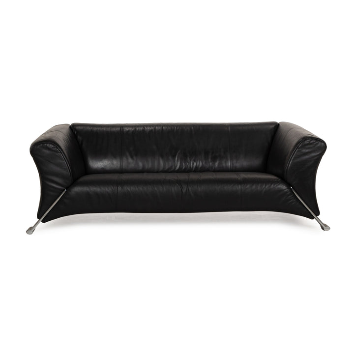 Rolf Benz 322 Leder Dreisitzer Schwarz Sofa Couch