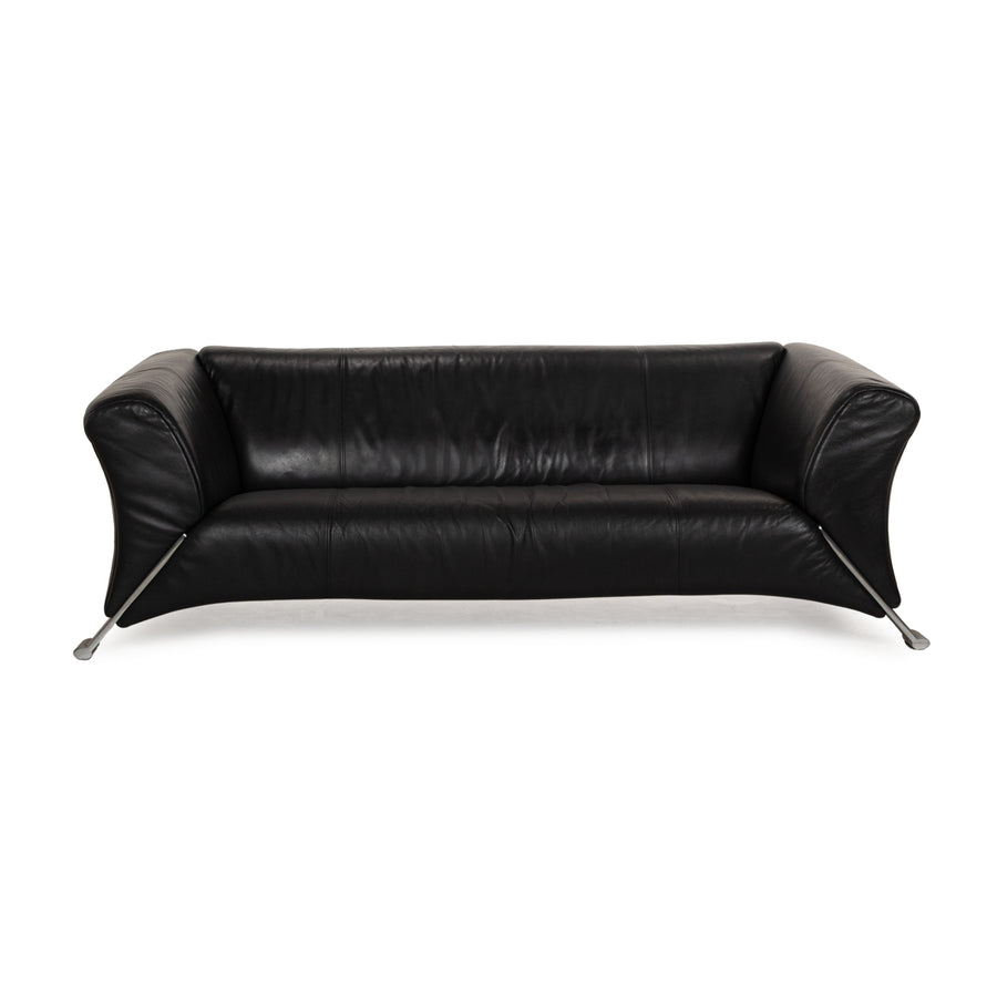 Rolf Benz 322 leather three-seater black sofa couch