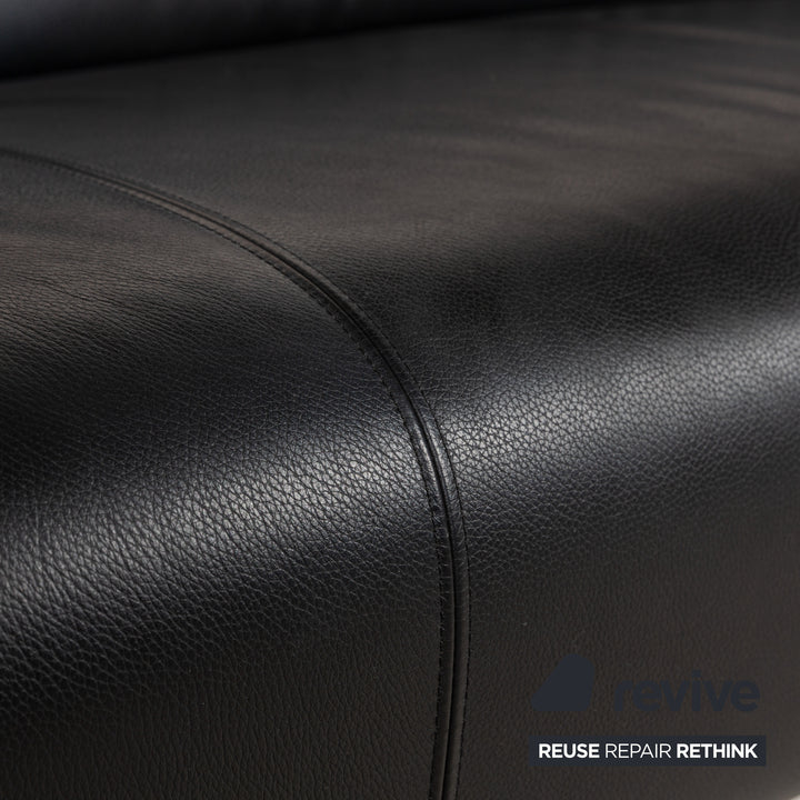 Rolf Benz 322 Leder Dreisitzer Schwarz Sofa Couch