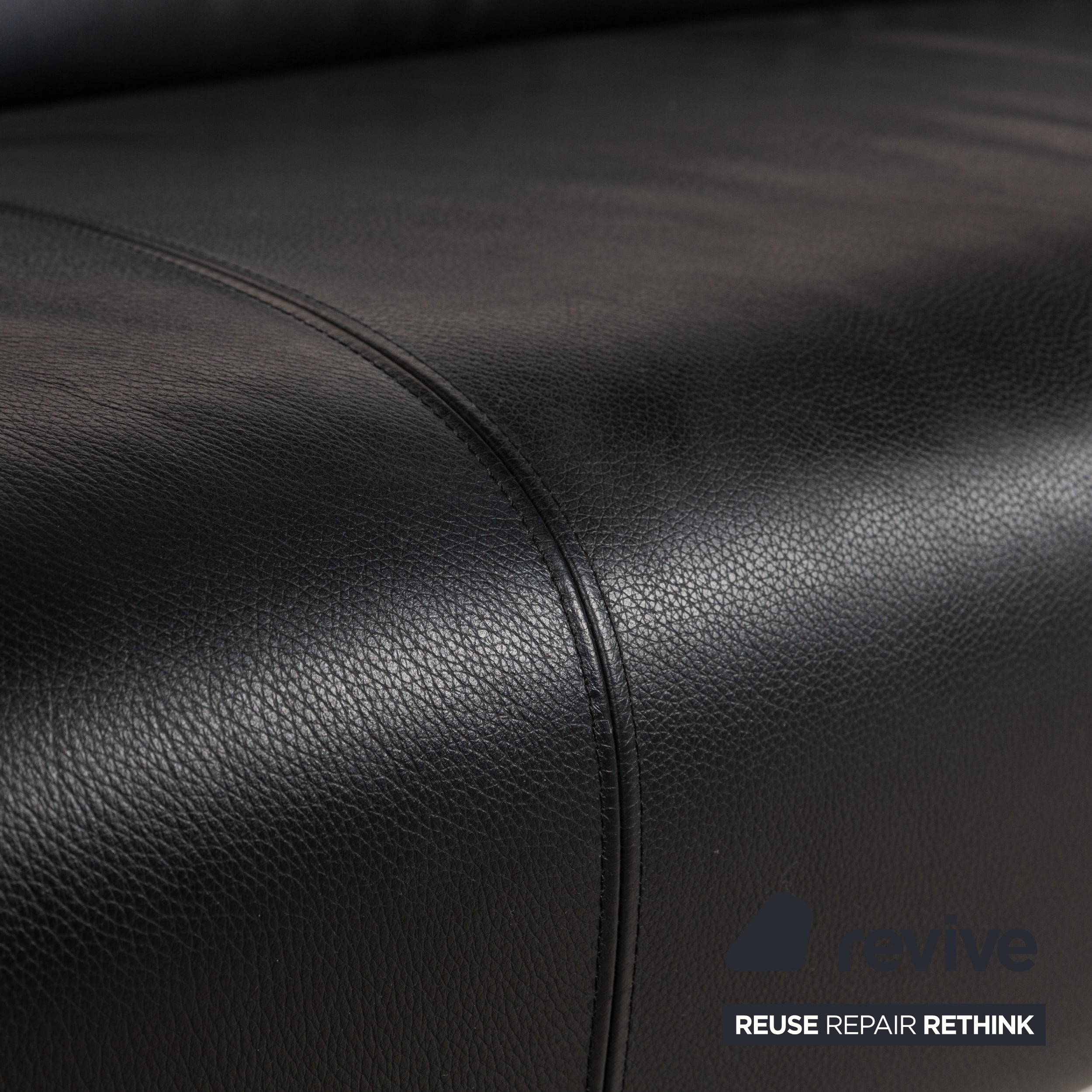 Rolf Benz 322 Leder Dreisitzer Schwarz Sofa Couch
