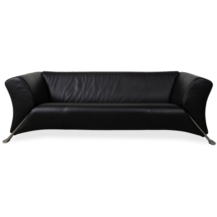 Rolf Benz 322 Leder Dreisitzer Schwarz Sofa Couch