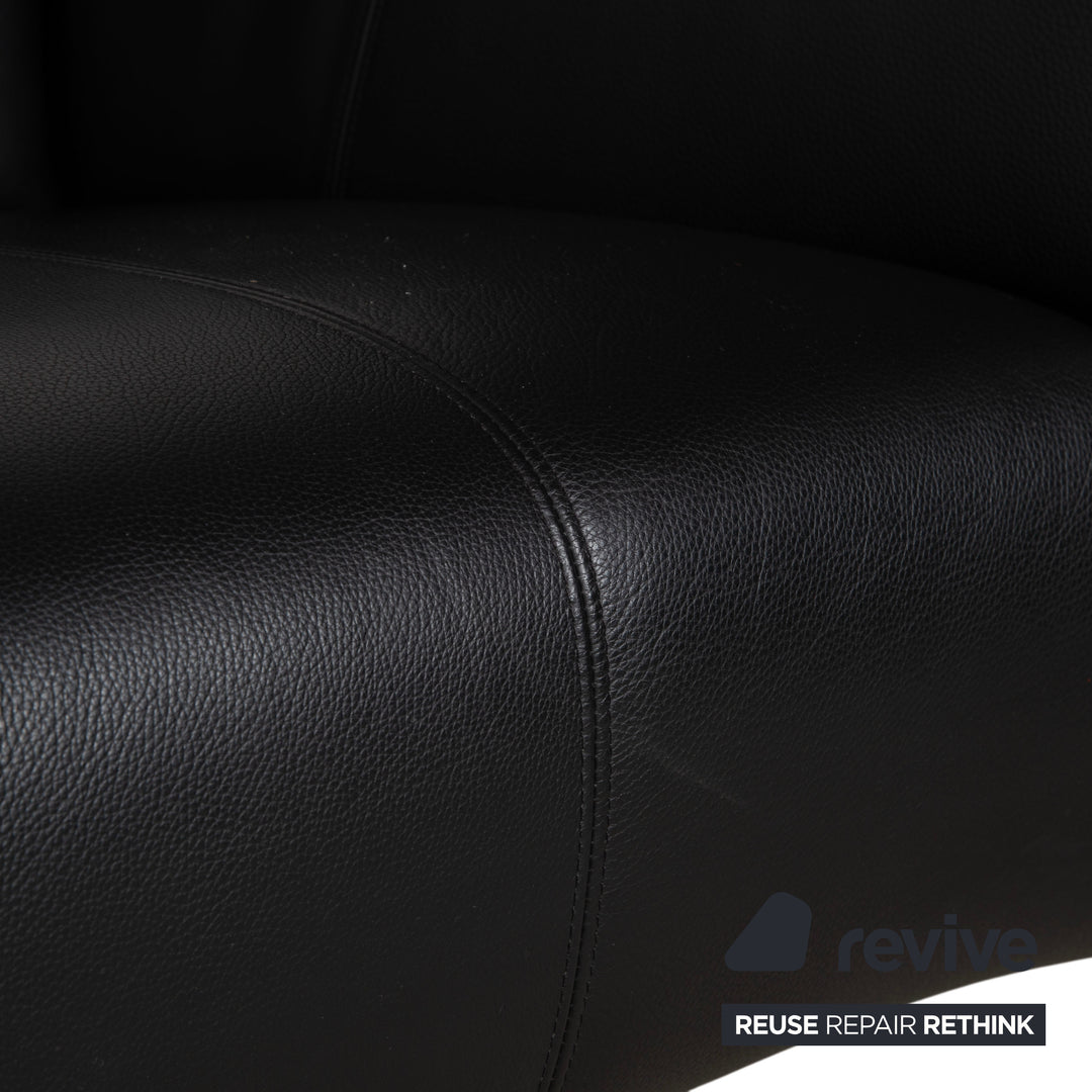 Rolf Benz 322 Leder Dreisitzer Schwarz Sofa Couch