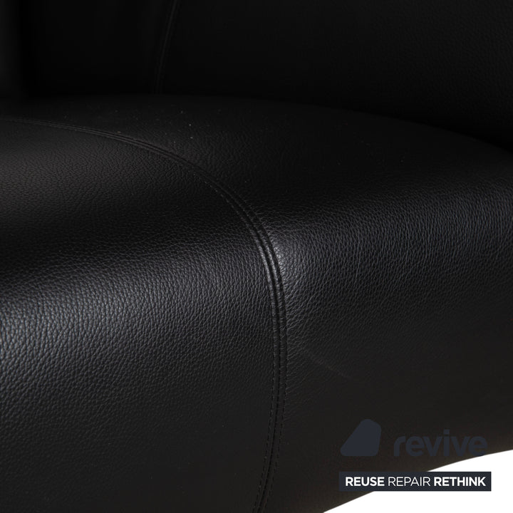 Rolf Benz 322 Leder Dreisitzer Schwarz Sofa Couch