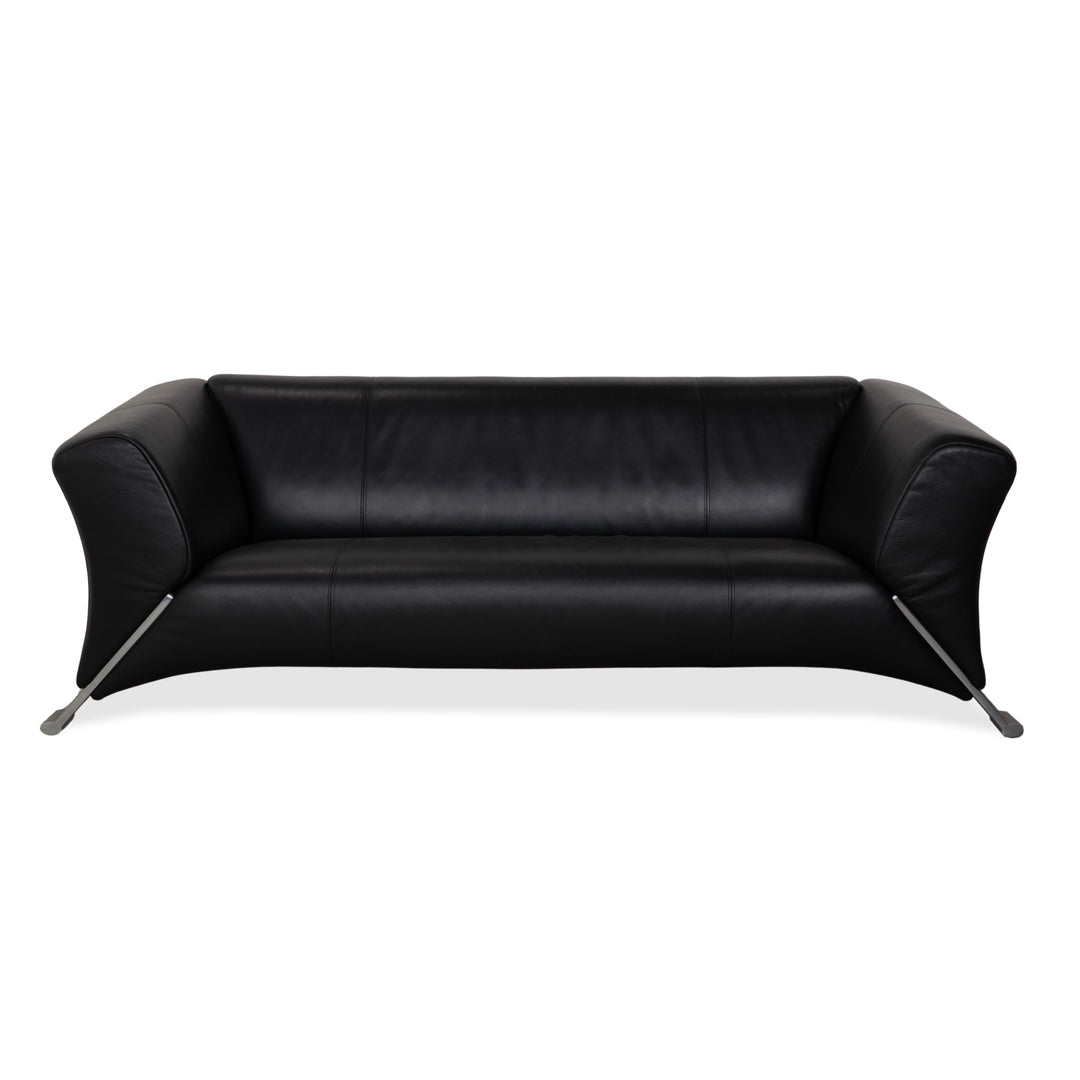 Rolf Benz 322 Leder Dreisitzer Schwarz Sofa Couch