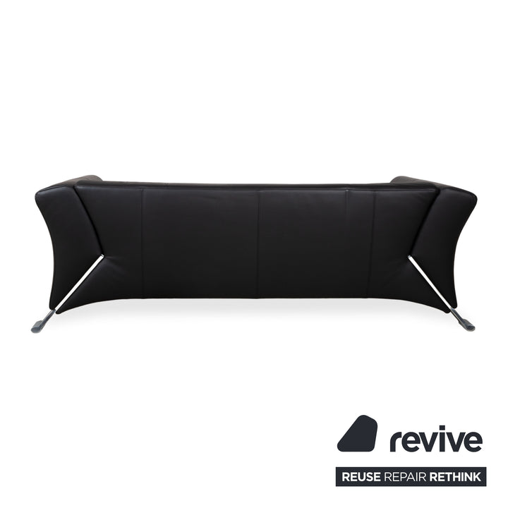 Rolf Benz 322 Leder Dreisitzer Schwarz Sofa Couch