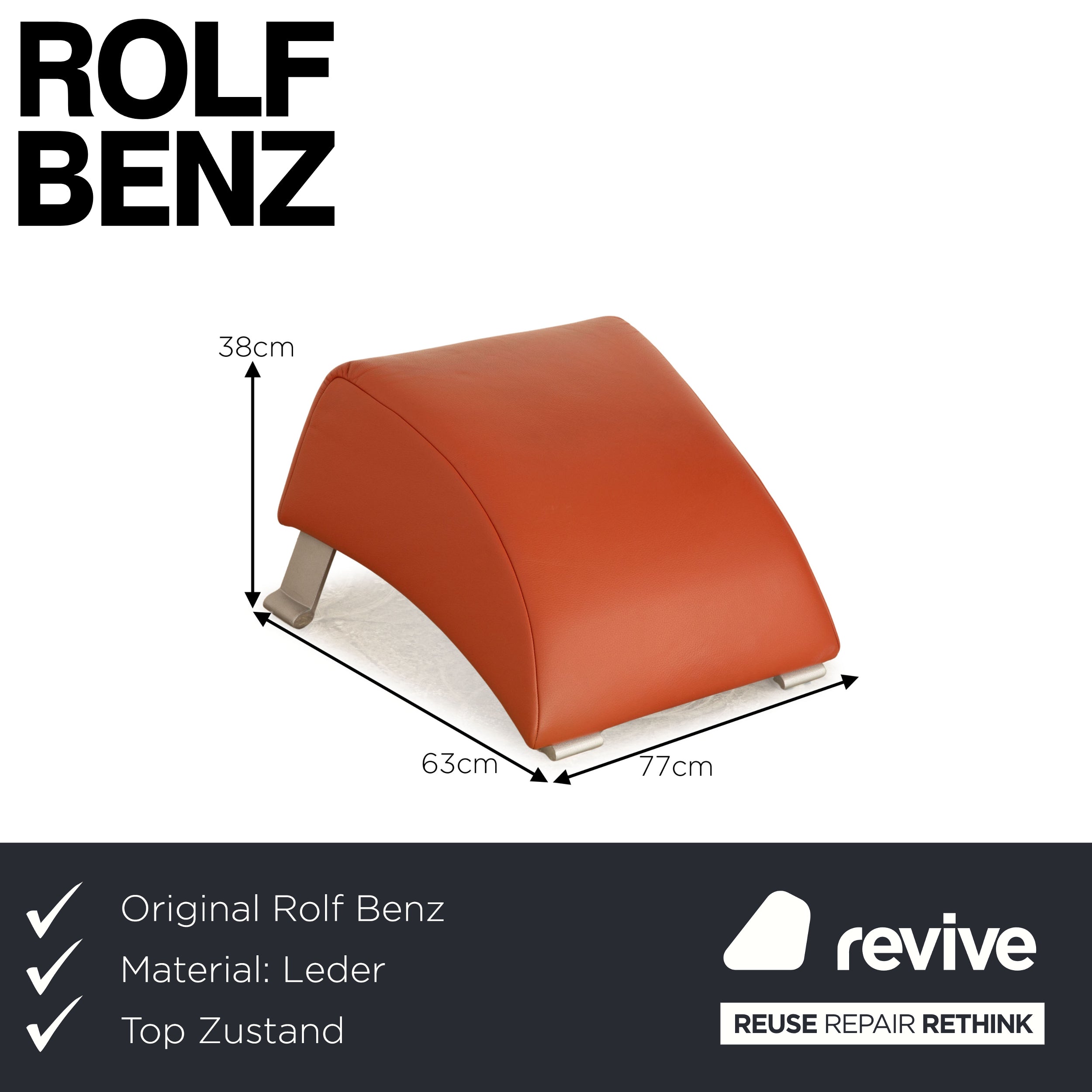 Rolf Benz 322 Leather Stool Orange