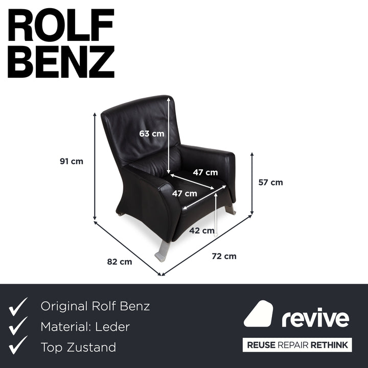 Rolf Benz 322 Leder Metall Sessel Schwarz