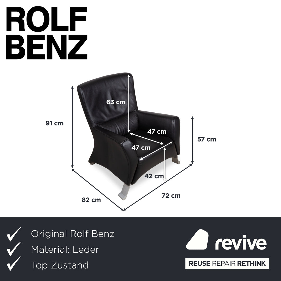 Rolf Benz 322 Leder Metall Sessel Schwarz