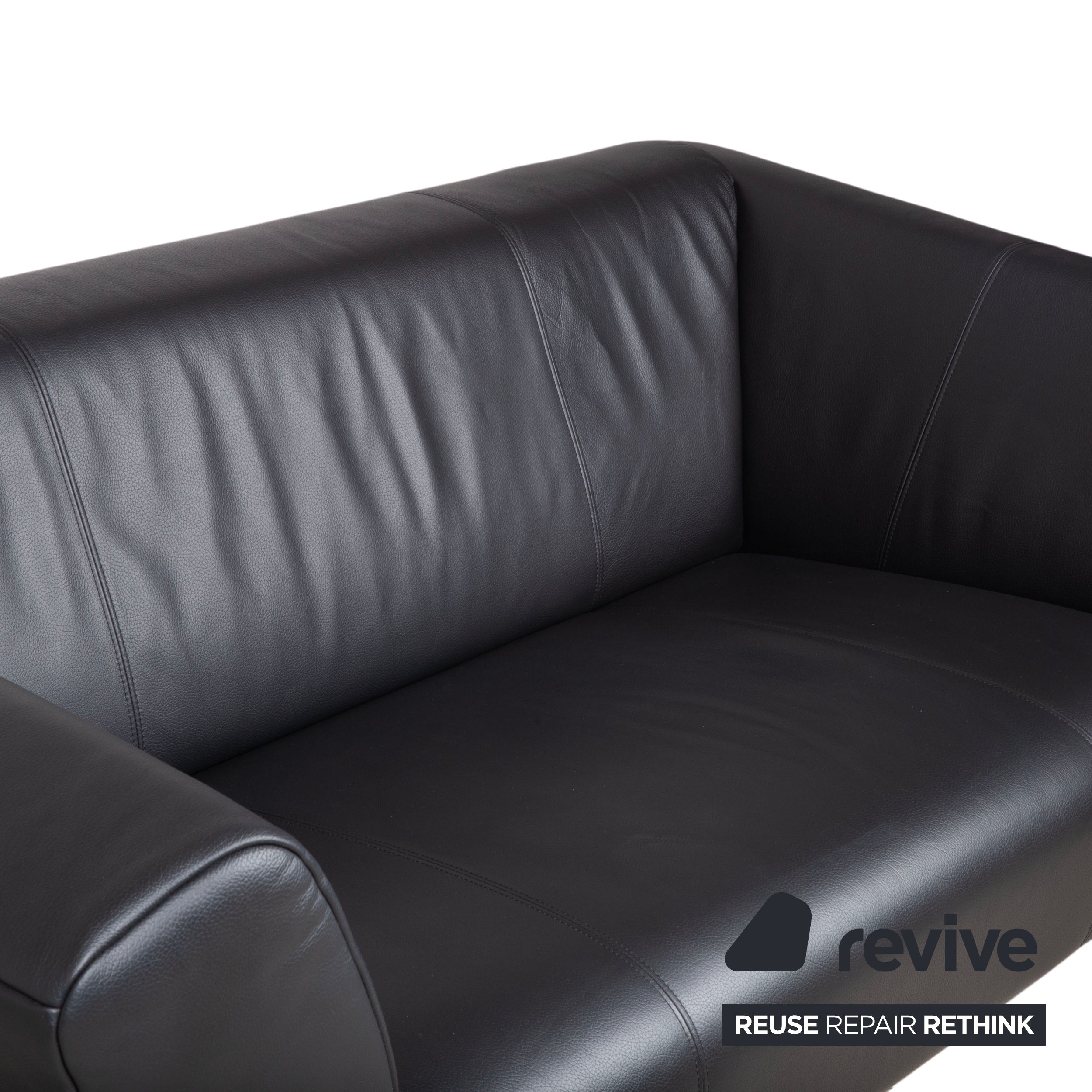 Rolf Benz 322 Leder Metall Zweisitzer Schwarz Sofa Couch