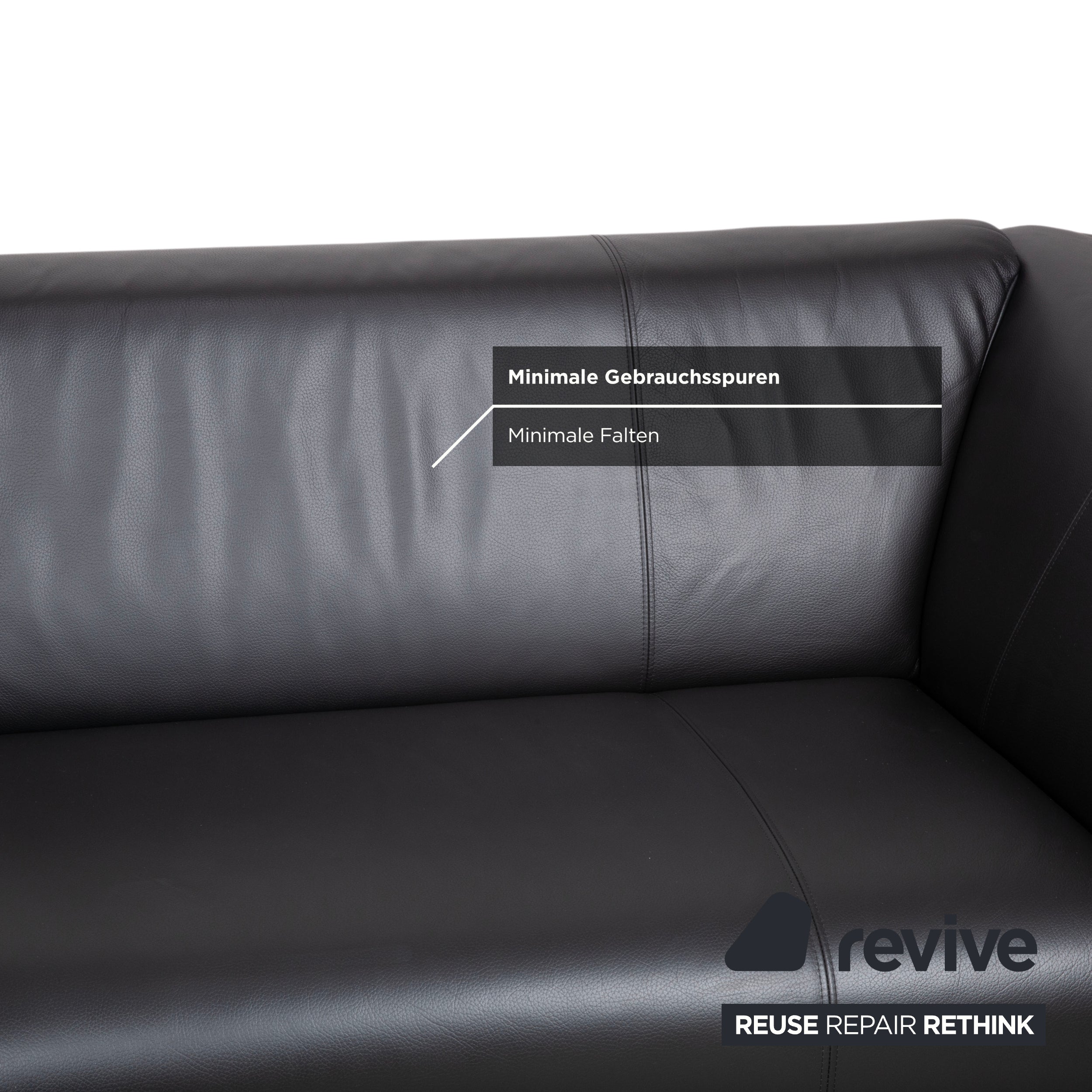 Rolf Benz 322 Leder Metall Zweisitzer Schwarz Sofa Couch