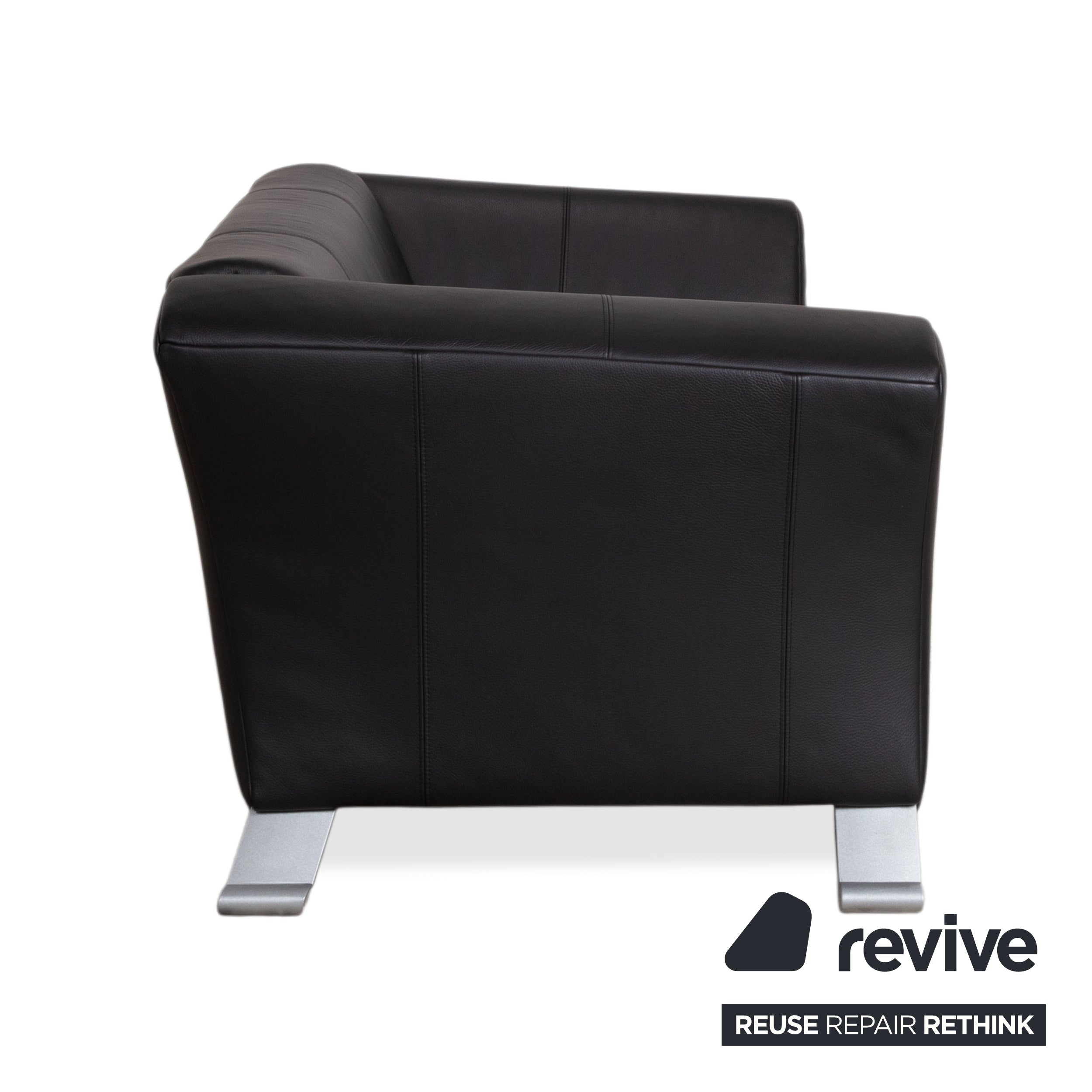 Rolf Benz 322 Leder Metall Zweisitzer Schwarz Sofa Couch