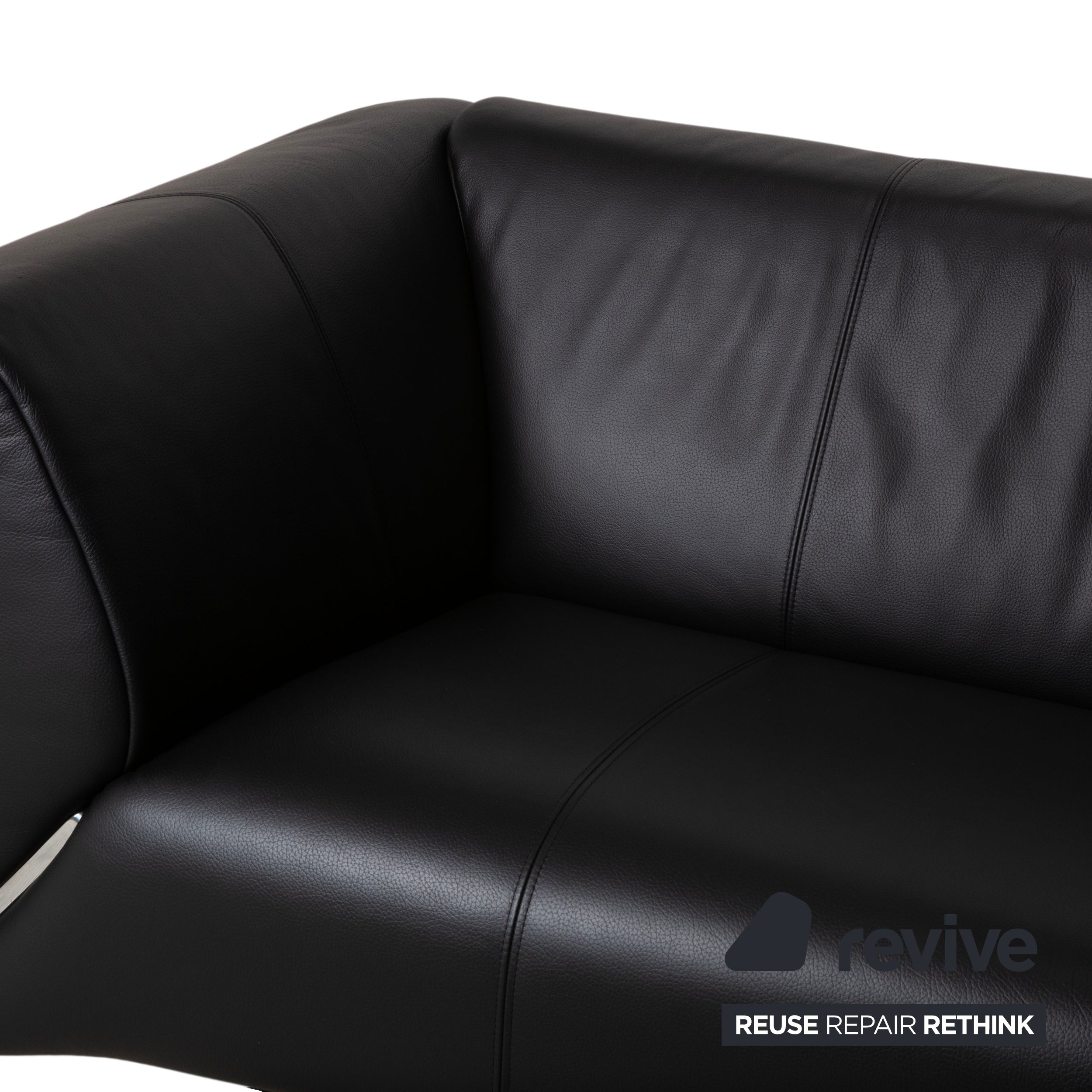 Rolf Benz 322 Leder Metall Zweisitzer Schwarz Sofa Couch