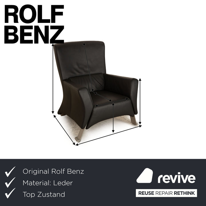 Rolf Benz 322 leather armchair anthracite