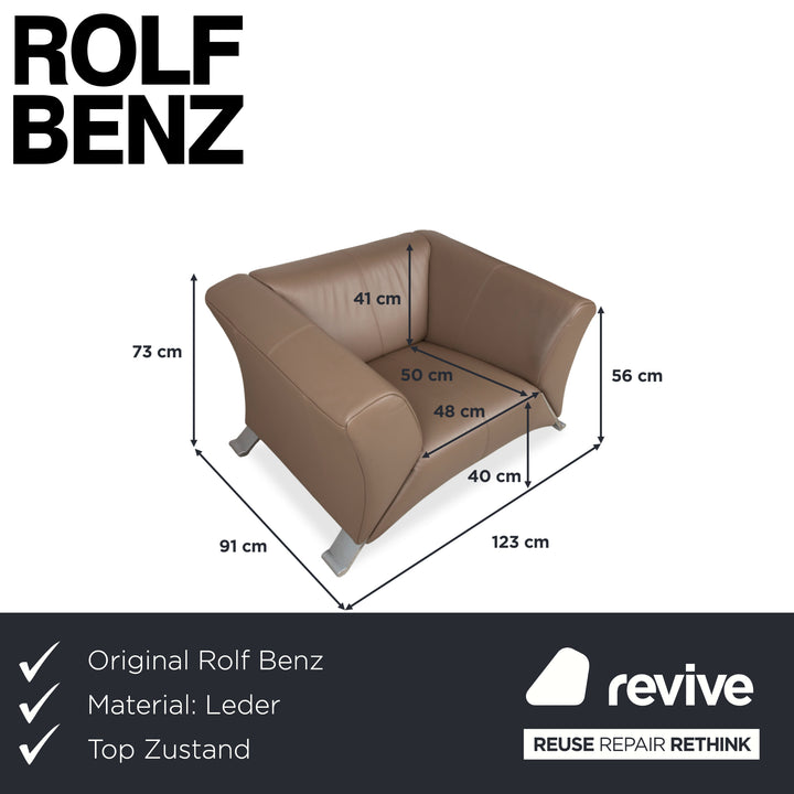 Rolf Benz 322 Leder Sessel Braun Cognac