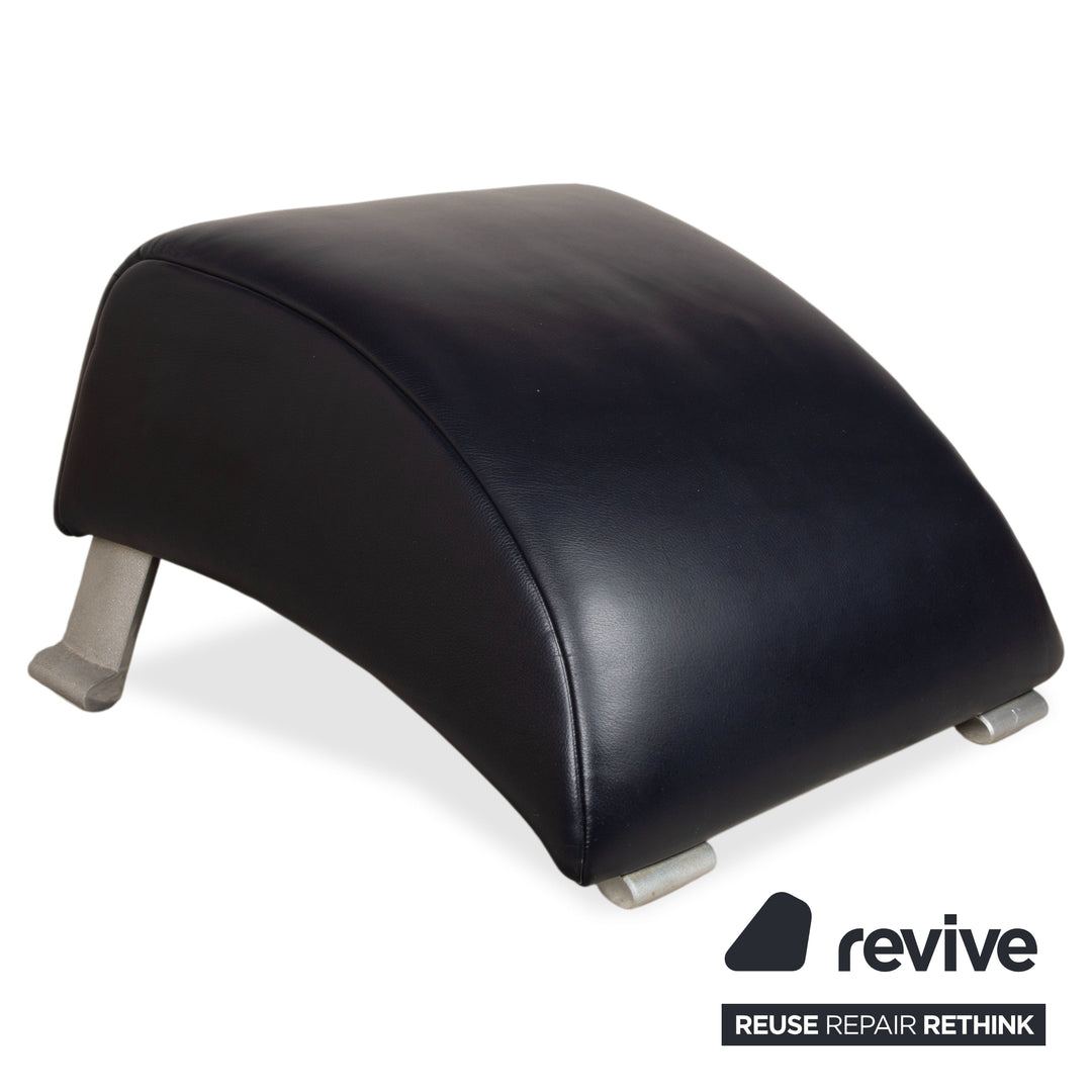 Rolf Benz 322 Leather Armchair Suite Dark Blue with Ottoman