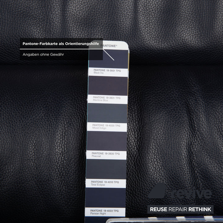 Rolf Benz 322 Leder Sessel Garnitur Dunkelblau mit Hocker