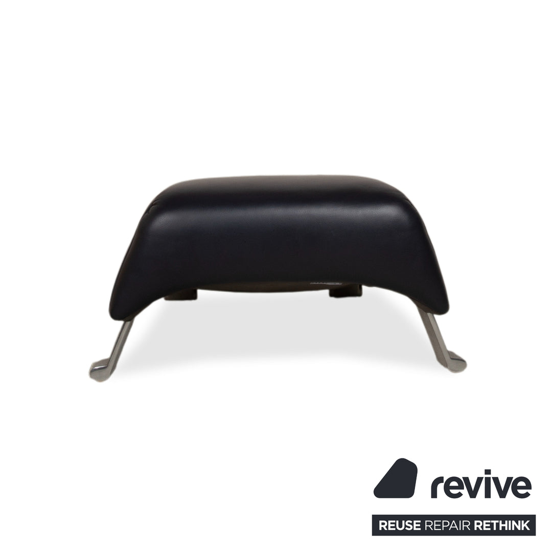 Rolf Benz 322 Leather Armchair Suite Dark Blue with Ottoman