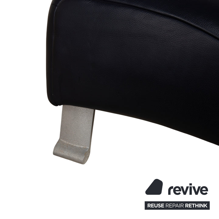 Rolf Benz 322 Leather Armchair Suite Dark Blue with Ottoman