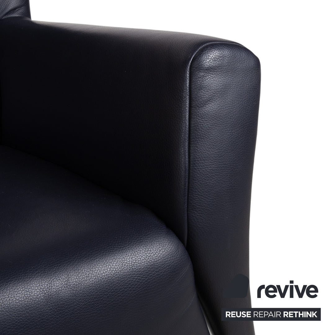 Rolf Benz 322 Leather Sofa Set Blue with Ottoman