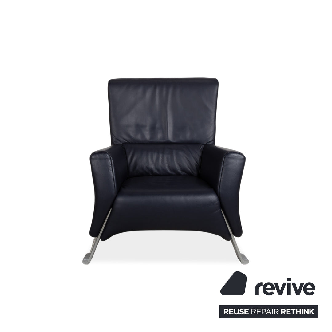 Rolf Benz 322 Leather Sofa Set Blue with Ottoman