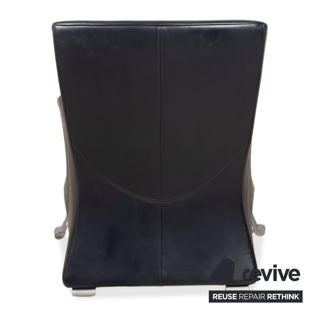 Rolf Benz 322 Leder Sessel Garnitur Dunkelblau mit Hocker