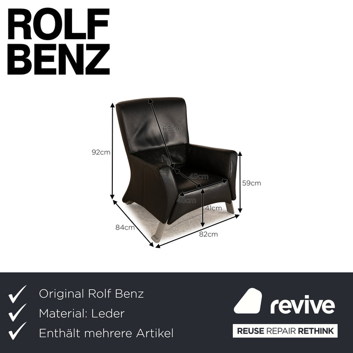 Rolf Benz 322 Leder Sessel Garnitur Schwarz