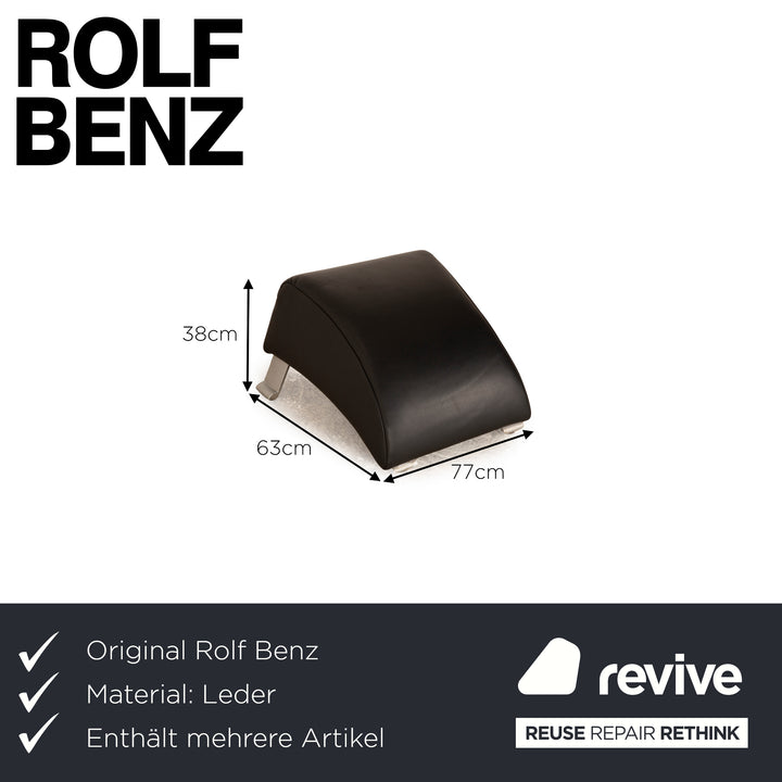 Rolf Benz 322 Leather Armchair Set Black Armchair Stool